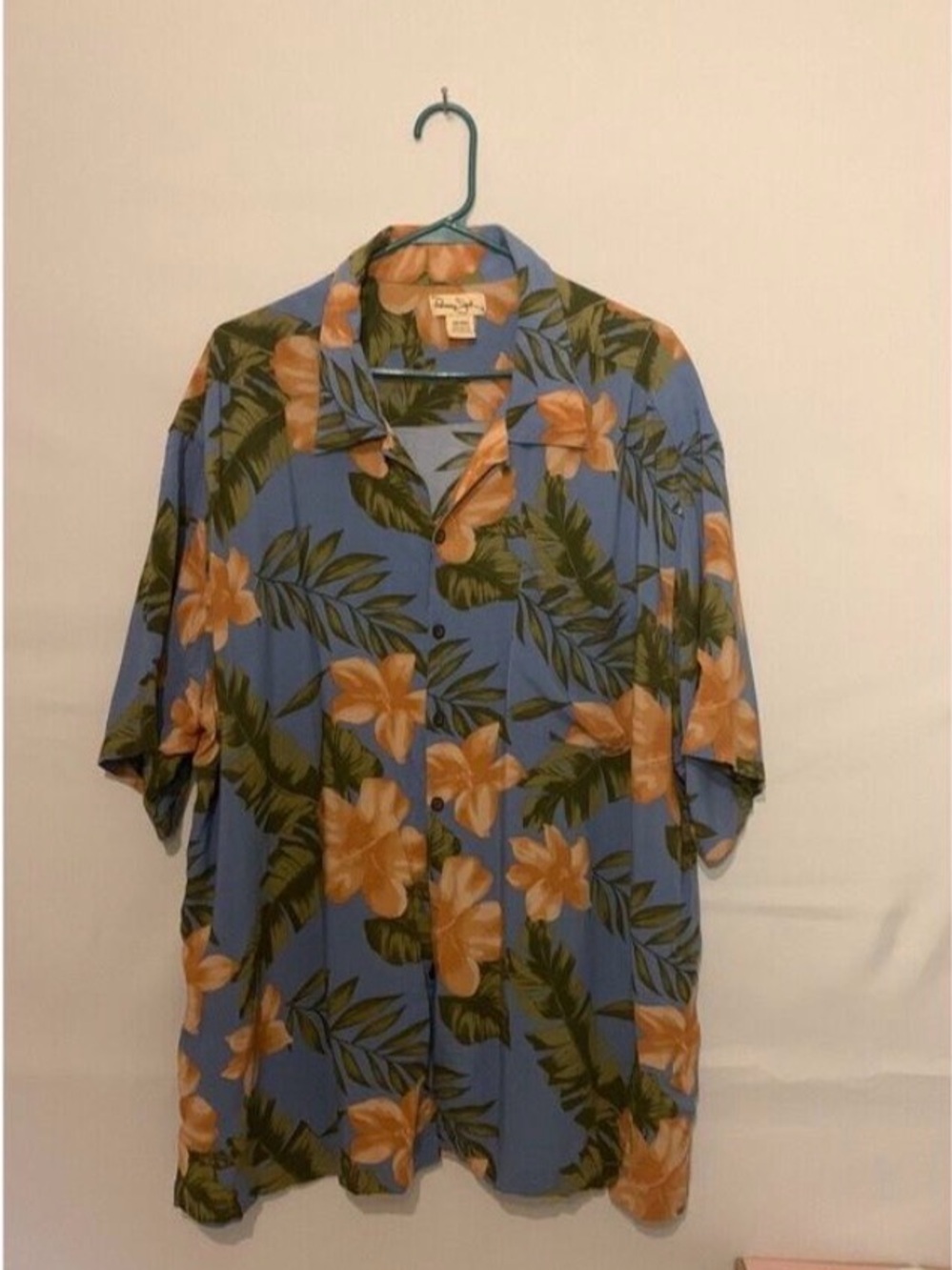 Men's Floral Button-Down Shirt - Blue with Yellow Flowers